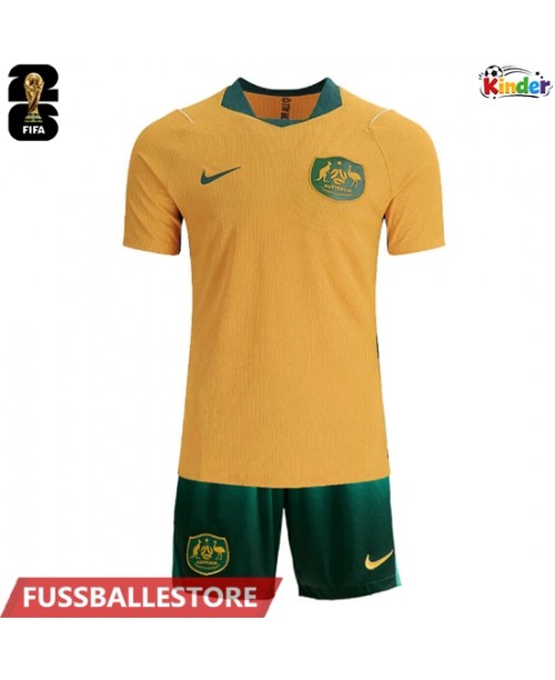 Günstige Australien Heimtrikotsatz Kinder WM 2026 Kurzarm (+ Kurze Hosen)